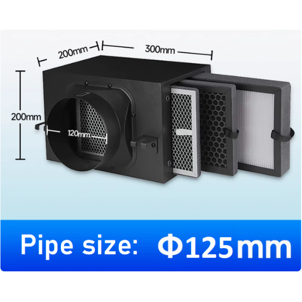 Hộp lọc gió tươi sạch Size D125 - 3 lớp lọc PM2.5