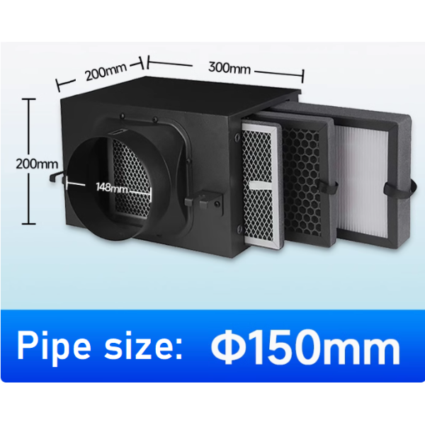 Hộp lọc gió tươi sạch Size D150 - 3 lớp lọc PM2.5